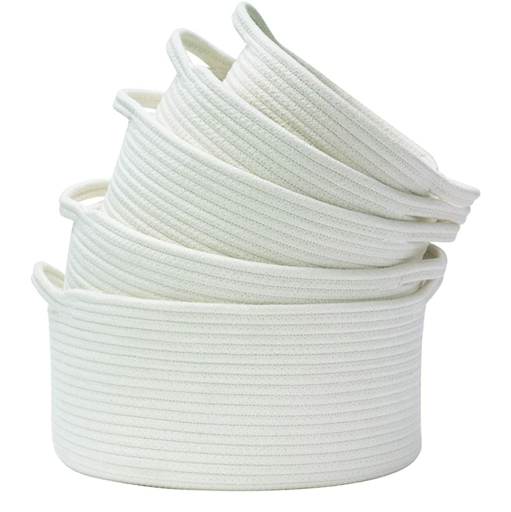 🌟Best Seller🌟5 Woven Baskets Cotton Rope Bin - Picture 1 of 5